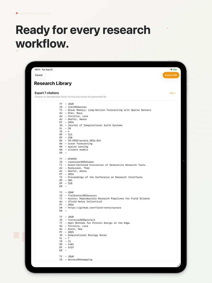 A citation library converted to RIS in MenuDOI